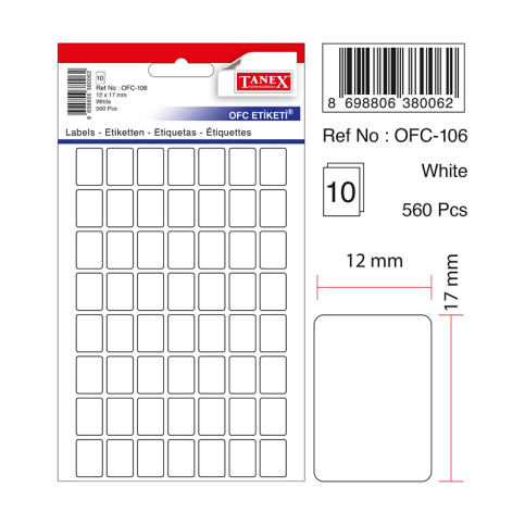 TANEX OFC-106 BEYAZ ETİKET POŞET - 1