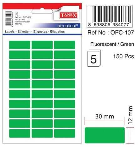 Tanex Ofc-107 Floresan Etiket Yeşil Poşet - 1
