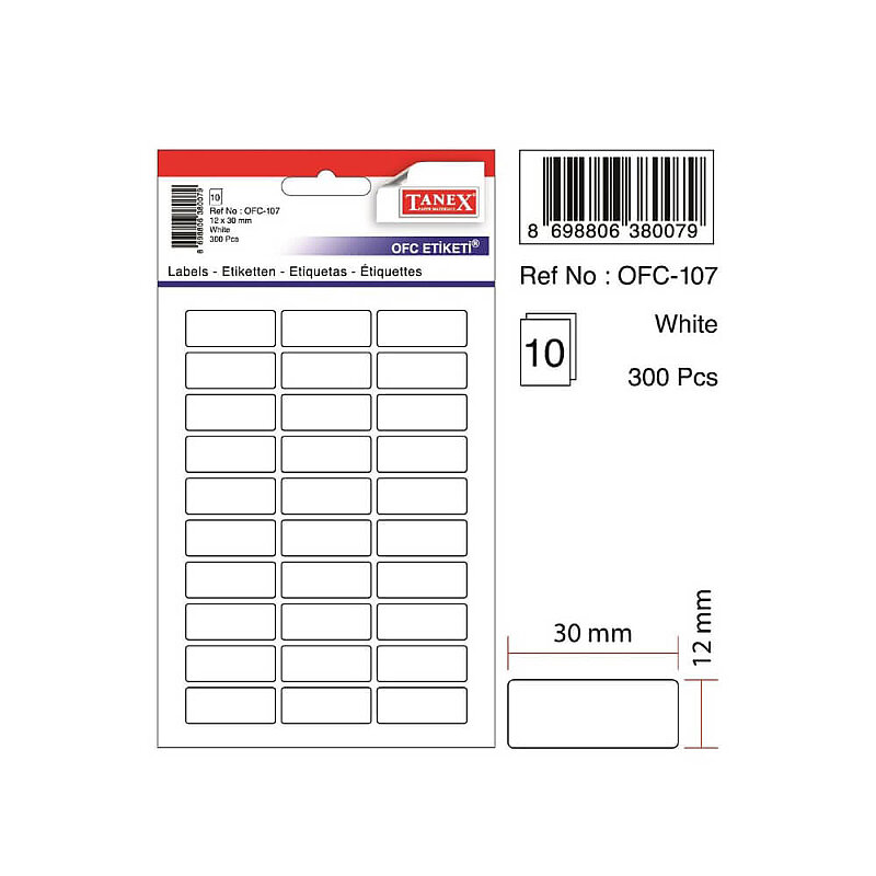 TANEX OFC-107 BEYAZ ETİKET POŞET
