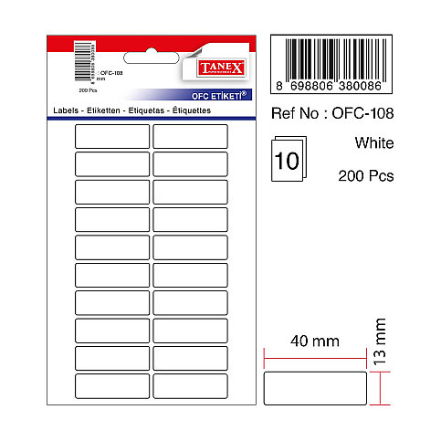 TANEX OFC-108 BEYAZ ETİKET POŞET - 1