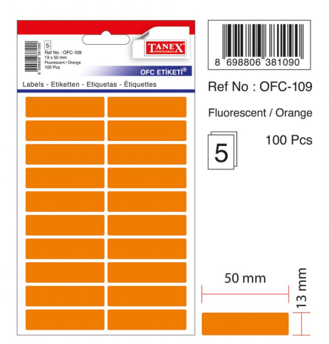 Tanex Ofc-109 Floresan Etiket Turuncu Poşet - 1
