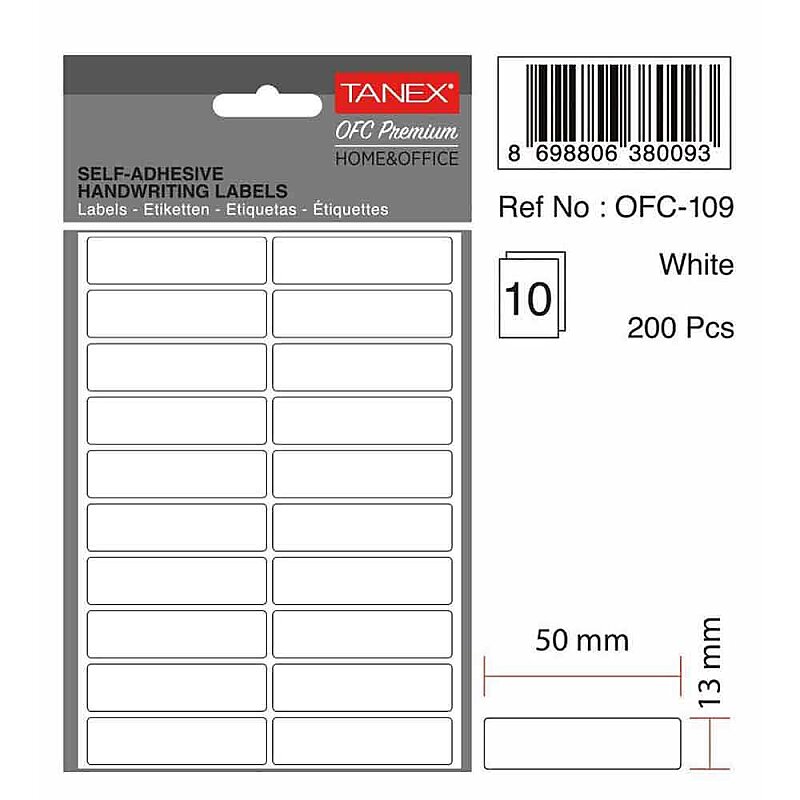TANEX OFC-109 BEYAZ ETİKET POŞET
