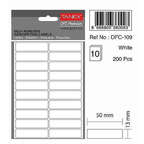 TANEX OFC-109 BEYAZ ETİKET POŞET - 1