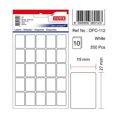 TANEX OFC-112 BEYAZ ETİKET POŞET - 2