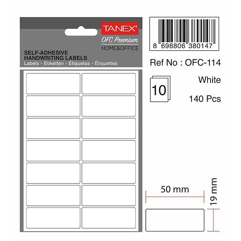 TANEX OFC-114 BEYAZ ETİKET POŞET