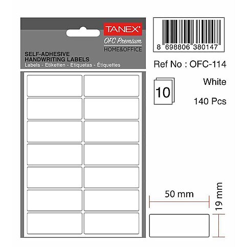 TANEX OFC-114 BEYAZ ETİKET POŞET - 1