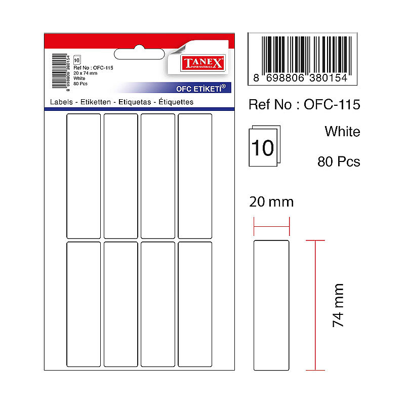 TANEX OFC-115 BEYAZ ETİKET POŞET