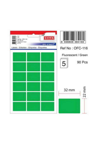 Tanex Ofc-116 Floresan Etiket Yeşil Poşet - 1