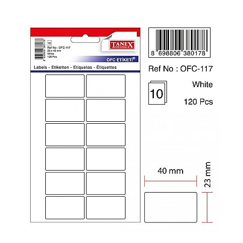 TANEX OFC-117 BEYAZ ETİKET POŞET - 1