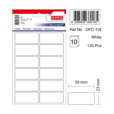 TANEX OFC-118 BEYAZ ETİKET POŞET - 1