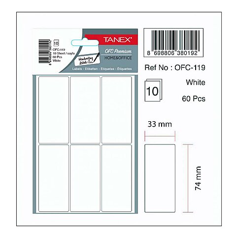 TANEX OFC-119 BEYAZ ETİKET POŞET - 2