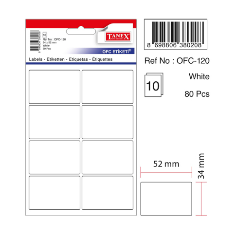 TANEX OFC-120 BEYAZ ETİKET POŞET - 1