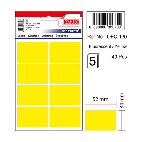 TANEX OFC-120 FLORESAN ETİKET SARI POŞET - 2