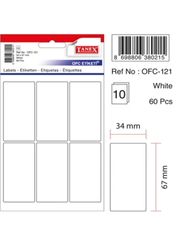 Tanex Ofc-121 Beyaz Etiket Poşet - 1