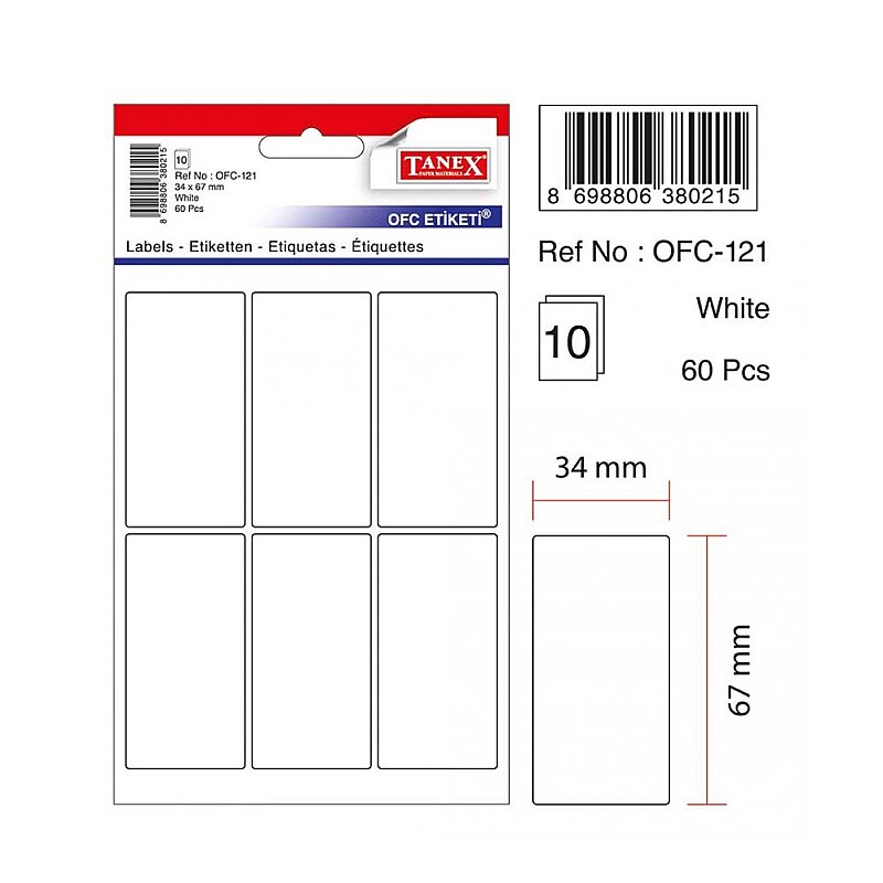 TANEX OFC-121 BEYAZ ETİKET POŞET