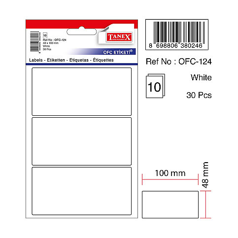 TANEX OFC-124 BEYAZ ETİKET POŞET - 1