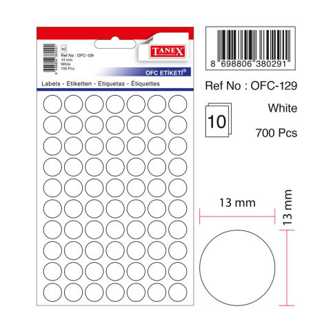 TANEX OFC-129 BEYAZ ETİKET POŞET - 1