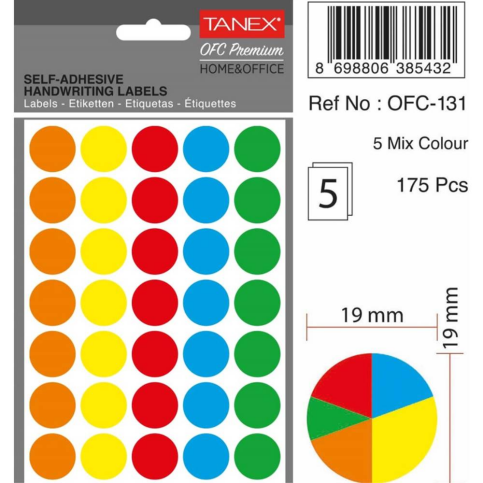 Tanex Ofc-131 Mix Color Etiket 5Li Poşet - 1