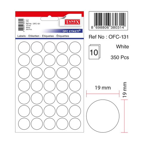 TANEX OFC-131 BEYAZ ETİKET POŞET - 1