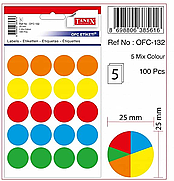 TANEX OFC-132 MİX COLOR ETİKET 5Lİ POŞET