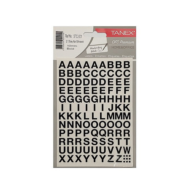 TANEX STC-501 HARF ETİKETİ 10mm 2Lİ POŞET