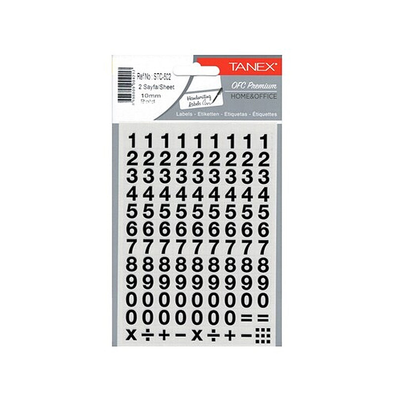 TANEX STC-502 RAKAM ETİKETİ 10mm 2Lİ POŞET