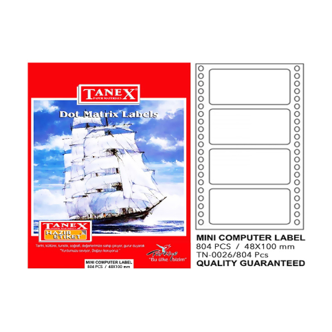 Tanex Bilgisayar Sürekli Form Etiketi 48x100mm 804 Adet (Tn002610) - 1