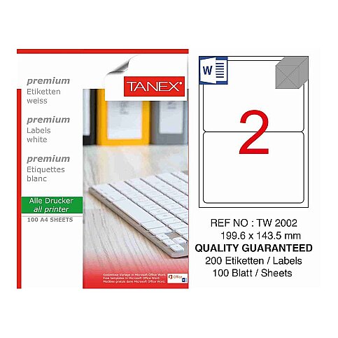 TANEX 2002 LASER ETİKET 199x143mm 2x100 200 ADET - 2