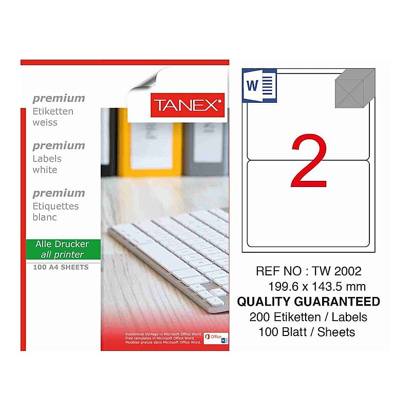 TANEX 2002 LASER ETİKET 199x143mm 2x100 200 ADET