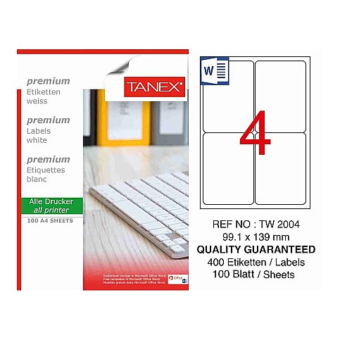 TANEX 2004 LASER ETİKET 99x139mm 4x100 400 ADET - 1