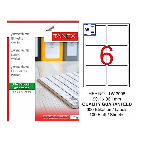 TANEX 2006 LASER ETİKET 99x93mm 6x100 600 ADET - 2