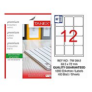 TANEX 2012 LASER ETİKET 63x72mm 12x100 1200 ADET - TANEX