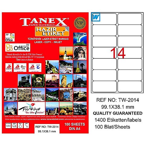 TANEX 2014 LASER ETİKET 99x38mm 14x100 1400 ADET - 2