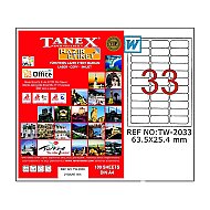 TANEX 2033 LASER ETİKET 63x25mm 33x100 3300 ADET - TANEX