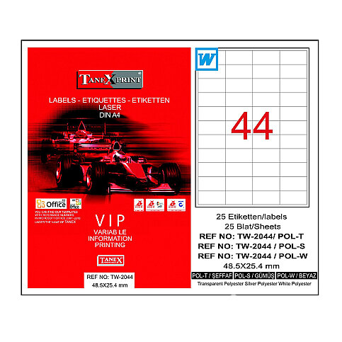 TANEX 2044 LASER ETİKET 48x25mm 44x100 4400 ADET - 1