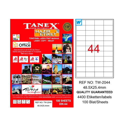 Tanex 2044 Şeffaf Laser Etiket 49X25Mm 44X25 1100 Adet - 1