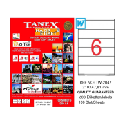 Tanex 2047 Laser Etiket 210X47.81Mm 6X100 600 Adet - TANEX