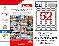 TANEX 2052 LASER ETİKET 46x21mm 52x100 5200 ADET - TANEX (1)