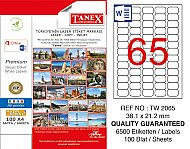 TANEX 2065 LASER ETİKET 38x21mm 65x100 6500 ADET - TANEX