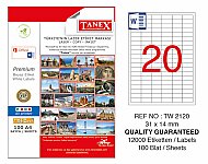 TANEX 2120 LASER ETİKET 31x14mm 20x100 2000 ADET - TANEX