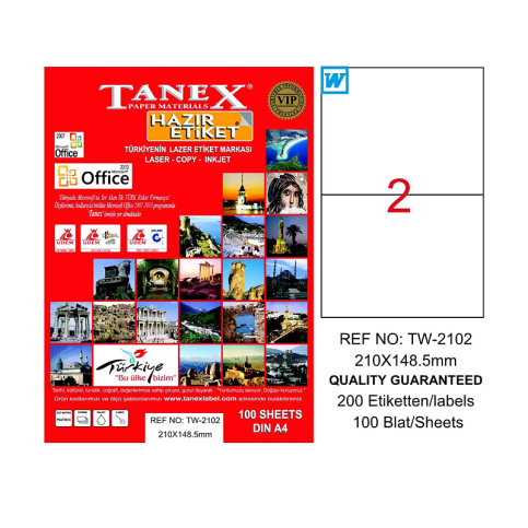Tanex 2124 Laser Etiket 70X42Mm 21X100 2100 Adet - 1