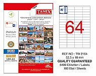 TANEX 2164 LASER ETİKET 52x18mm 64x100 6400 ADET - TANEX (1)