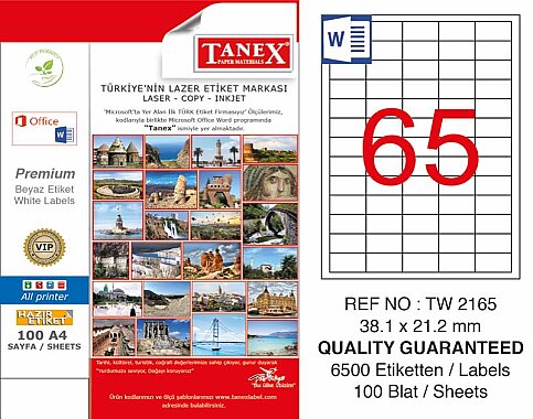TANEX 2165 LASER ETİKET 38x21mm 65x100 6500 ADET - 2