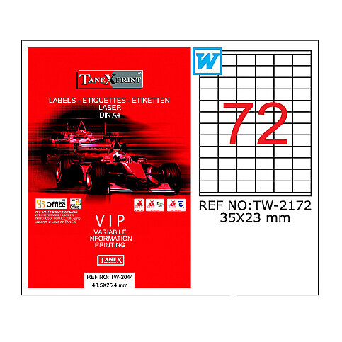 TANEX 2172 LASER ETİKET 35x23mm 72x100 7200 ADET - 1