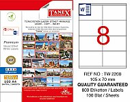 TANEX 2208 LASER ETİKET 105x70mm 8x100 800 ADET - TANEX (1)