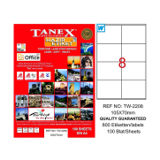 Tanex 2208 Laser Etiket 105X70Mm 8X100 800 Adet - TANEX