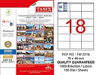 TANEX 2218 LASER ETİKET 70x46mm 18x100 1800 ADET - TANEX