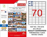 TANEX 2270 LASER ETİKET 40x20mm 70x100 7000 ADET - TANEX (1)