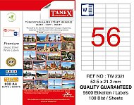 TANEX 2321 LASER ETİKET 52x21mm 56x100 5600 ADET - TANEX