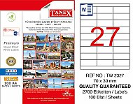 TANEX 2327 LASER ETİKET 70x30mm 27x100 2700 ADET - TANEX